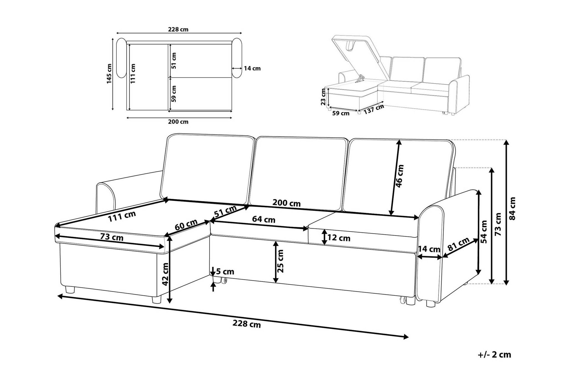 Nesna Hjørnesofa 228 cm - Brun - Møbler - Sofaer - Hjørnesofa