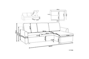 Nesna Hjørnesofa 228 cm - Grå - Møbler - Sofaer - Sovesofaer - Sovesofa divan
