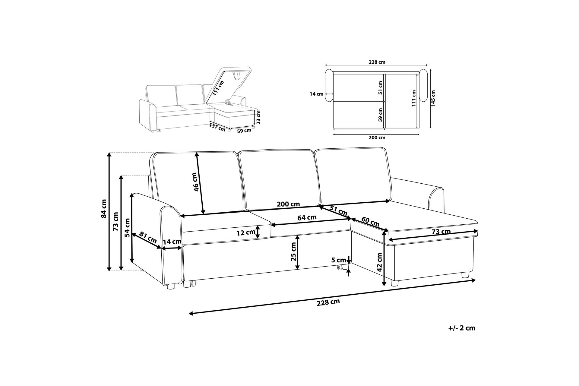 Nesna Hjørnesofa 228 cm - Grå - Møbler - Sofaer - Hjørnesofa