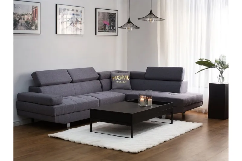 Norrea Hjørnesofa 261 cm - Grå - Møbler - Sofaer - Sofa med sjeselong