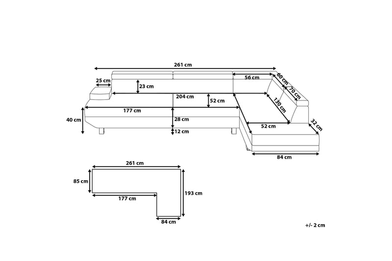 Norrea Hjørnesofa 261 cm - Svart - Møbler - Sofaer - Sofa med sjeselong