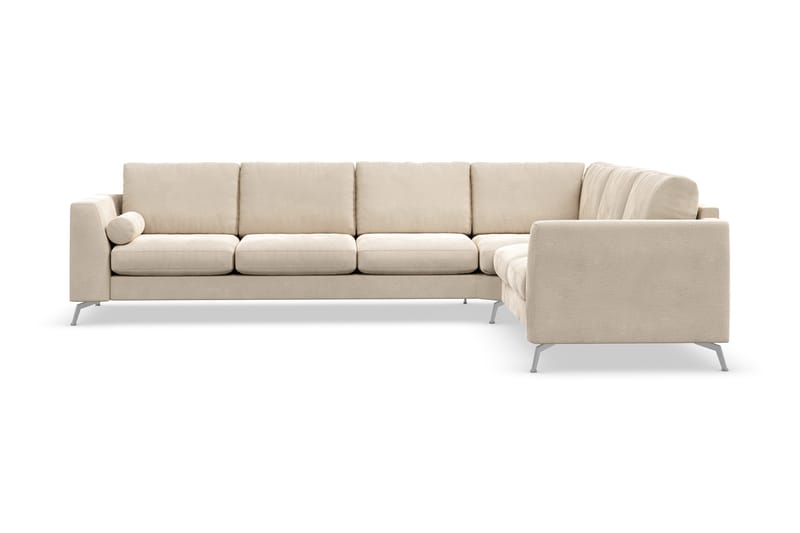 Ocean Lyx 5-seters Vendbar L-formet Hjørnesofa i Fløyel - Beige - Møbler - Sofaer - Hjørnesofa