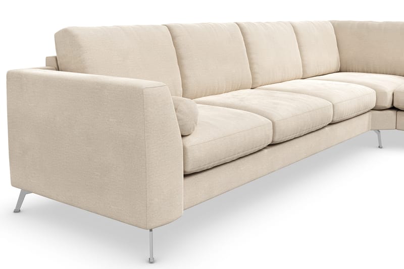 Ocean Lyx 5-seters Vendbar L-formet Hjørnesofa i Fløyel - Beige - Møbler - Sofaer - Hjørnesofa