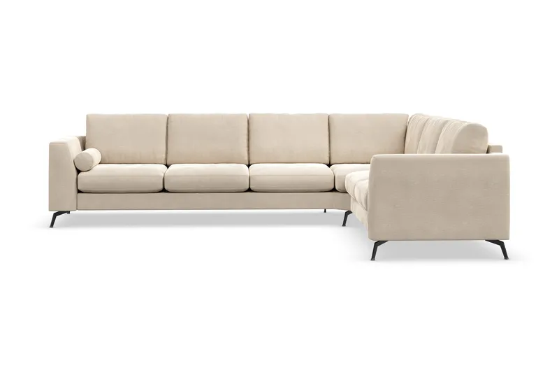 Ocean Lyx 5-seters Vendbar L-formet Hjørnesofa i Fløyel - Beige - Møbler - Sofaer - Hjørnesofa