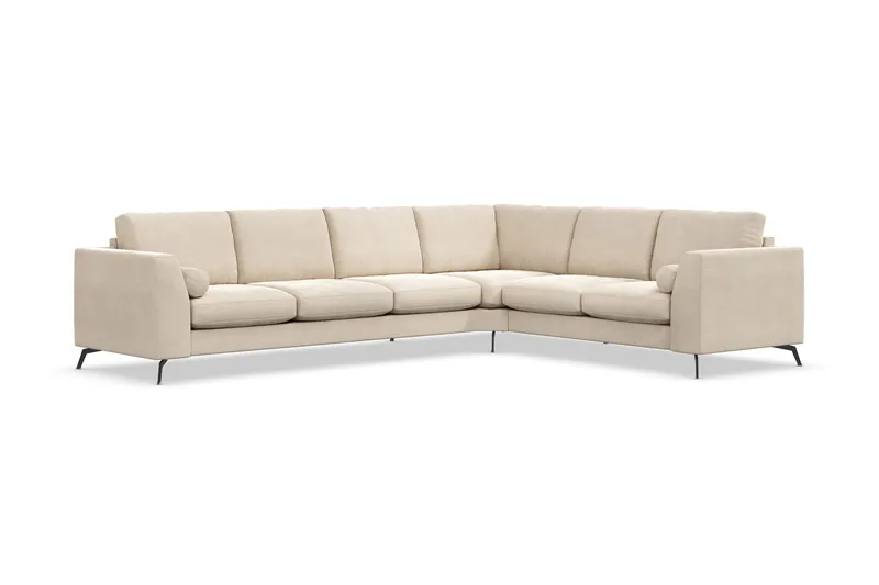 Ocean Lyx 5-seters Vendbar L-formet Hjørnesofa i Fløyel - Beige - Møbler - Sofaer - Hjørnesofa
