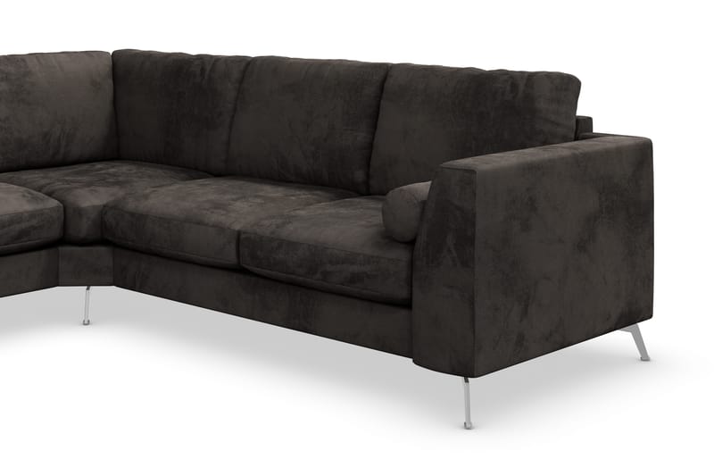 Ocean Lyx 5-seters Vendbar L-formet Hjørnesofa i Fløyel - Mørk grå - Møbler - Sofaer - Hjørnesofa