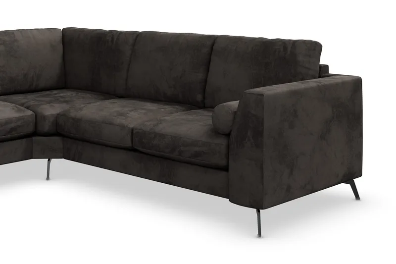 Ocean Lyx 5-seters Vendbar L-formet Hjørnesofa i Fløyel - Mørk grå - Møbler - Sofaer - Hjørnesofa