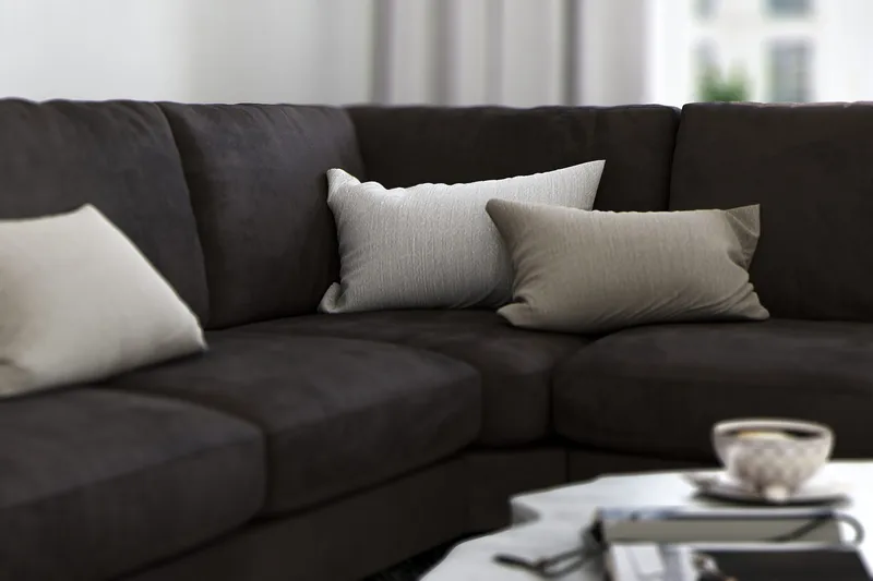 Ocean Lyx 5-seters Vendbar L-formet Hjørnesofa i Fløyel - Mørk grå - Møbler - Sofaer - Hjørnesofa
