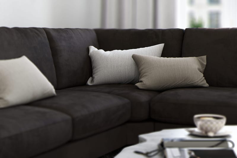 Ocean Lyx 5-seters Vendbar L-formet Hjørnesofa i Fløyel - Mørk grå - Møbler - Sofaer - Hjørnesofa