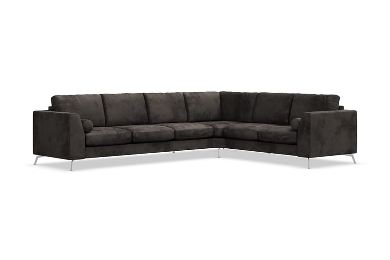 Ocean Lyx 5-seters Vendbar L-formet Hjørnesofa i Fløyel - Mørk grå - Møbler - Sofaer - Hjørnesofa