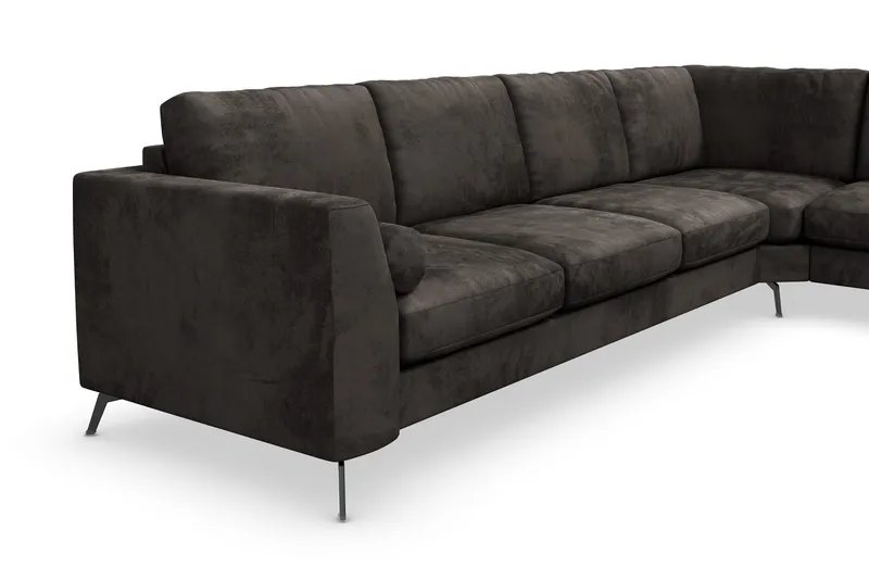 Ocean Lyx 5-seters Vendbar L-formet Hjørnesofa i Fløyel - Mørk grå - Møbler - Sofaer - Hjørnesofa