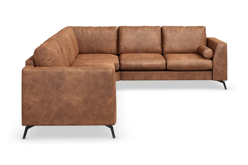 Ocean Lyx 5-seters Vendbar L-formet Hjørnesofa i Kunstlær - Brun - Møbler - Sofaer - Hjørnesofa