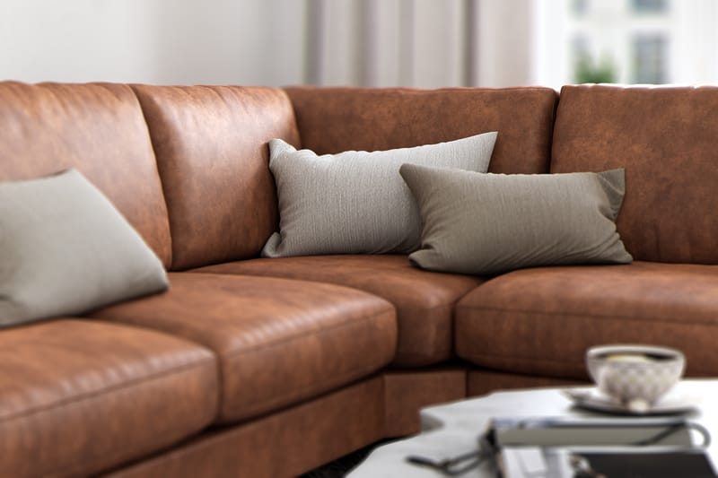 Ocean Lyx 5-seters Vendbar L-formet Hjørnesofa i Kunstlær - Brun - Møbler - Sofaer - Hjørnesofa