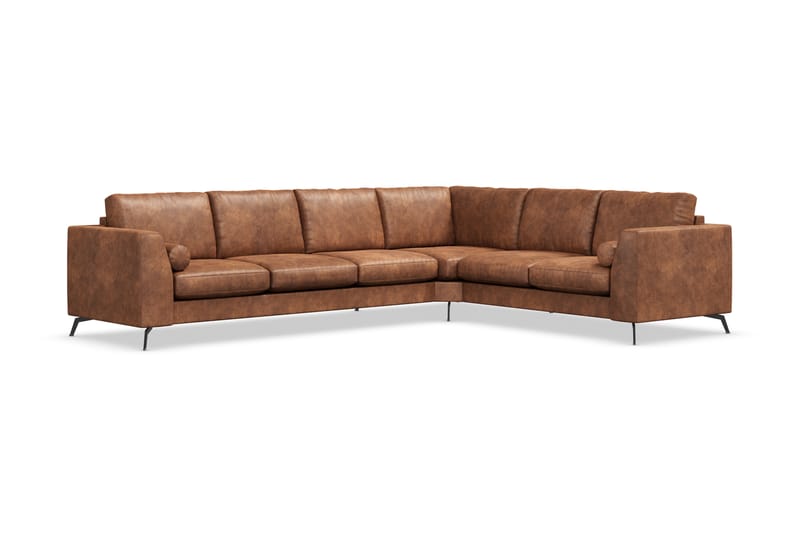 Ocean Lyx 5-seters Vendbar L-formet Hjørnesofa i Kunstlær - Brun - Møbler - Sofaer - Hjørnesofa