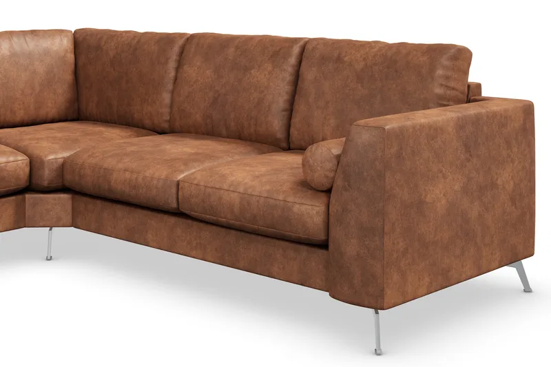 Ocean Lyx 5-seters Vendbar L-formet Hjørnesofa i Kunstlær - Brun - Møbler - Sofaer - Hjørnesofa