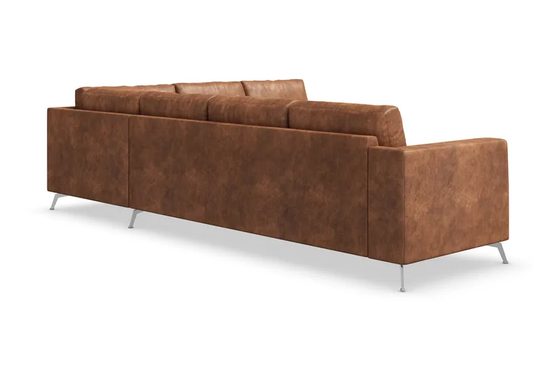 Ocean Lyx 5-seters Vendbar L-formet Hjørnesofa i Kunstlær - Brun - Møbler - Sofaer - Hjørnesofa