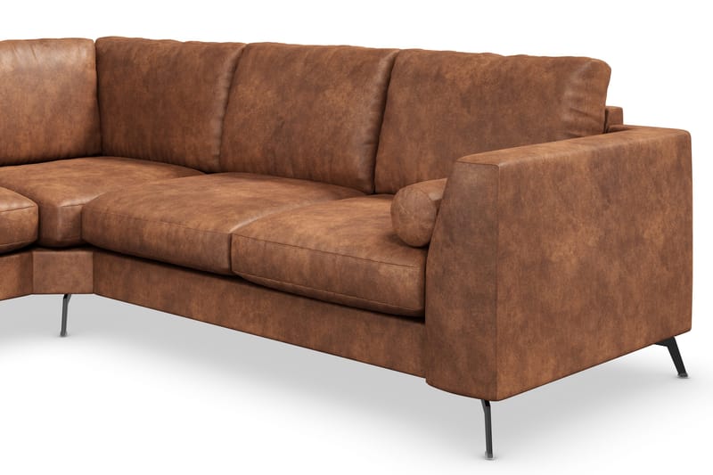 Ocean Lyx 5-seters Vendbar L-formet Hjørnesofa i Kunstlær - Brun - Møbler - Sofaer - Hjørnesofa