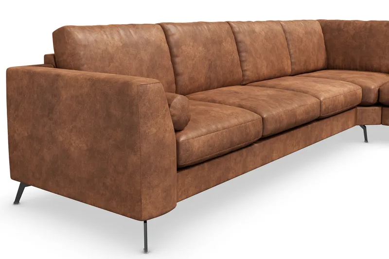 Ocean Lyx 5-seters Vendbar L-formet Hjørnesofa i Kunstlær - Brun - Møbler - Sofaer - Hjørnesofa