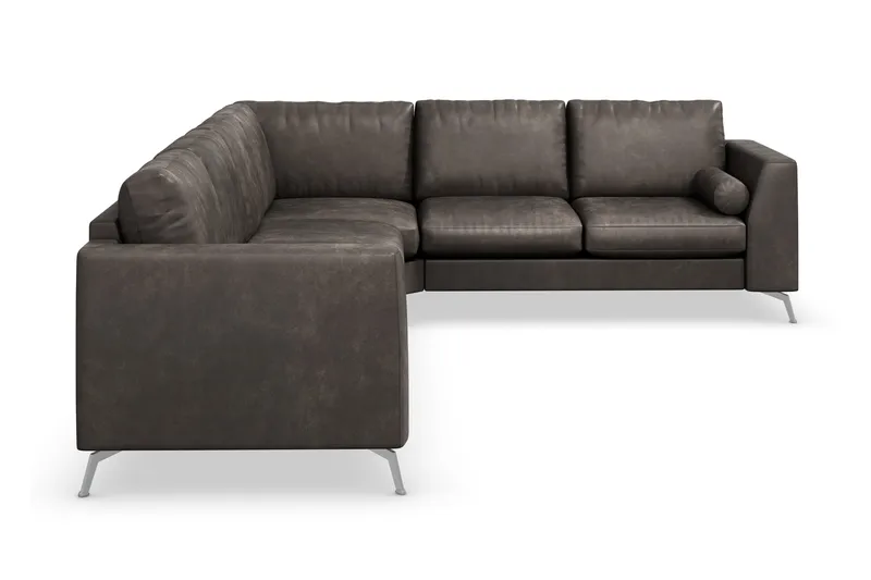 Ocean Lyx 5-seters Vendbar L-formet Hjørnesofa i Kunstlær - Mørk grå - Møbler - Sofaer - Hjørnesofa