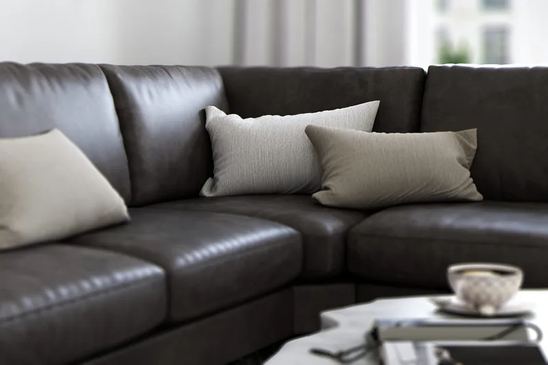 Ocean Lyx 5-seters Vendbar L-formet Hjørnesofa i Kunstlær - Mørk grå - Møbler - Sofaer - Hjørnesofa