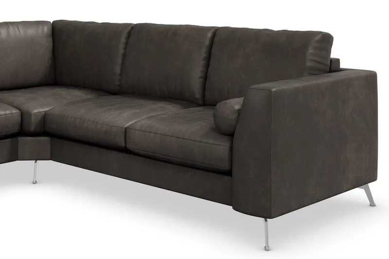 Ocean Lyx 5-seters Vendbar L-formet Hjørnesofa i Kunstlær - Mørk grå - Møbler - Sofaer - Hjørnesofa