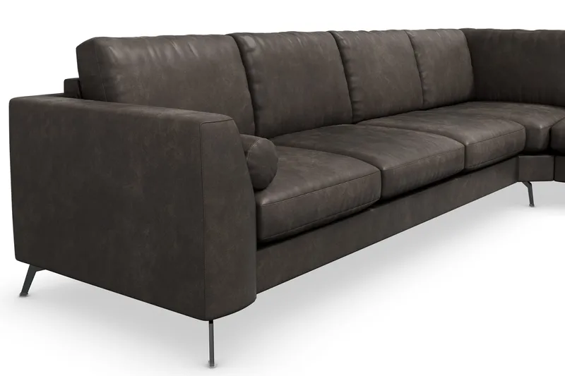 Ocean Lyx 5-seters Vendbar L-formet Hjørnesofa i Kunstlær - Mørk grå - Møbler - Sofaer - Hjørnesofa