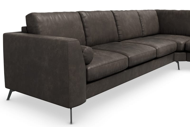 Ocean Lyx 5-seters Vendbar L-formet Hjørnesofa i Kunstlær - Mørk grå - Møbler - Sofaer - Hjørnesofa