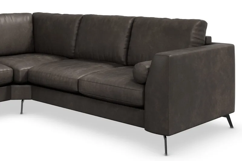 Ocean Lyx 5-seters Vendbar L-formet Hjørnesofa i Kunstlær - Mørk grå - Møbler - Sofaer - Hjørnesofa