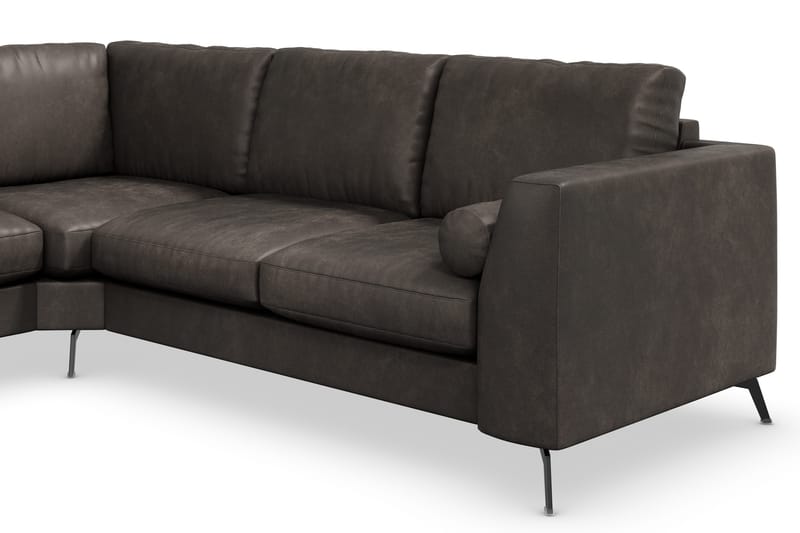Ocean Lyx 5-seters Vendbar L-formet Hjørnesofa i Kunstlær - Mørk grå - Møbler - Sofaer - Hjørnesofa