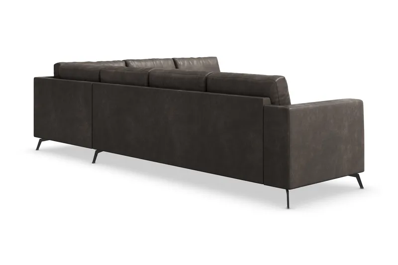 Ocean Lyx 5-seters Vendbar L-formet Hjørnesofa i Kunstlær - Mørk grå - Møbler - Sofaer - Hjørnesofa