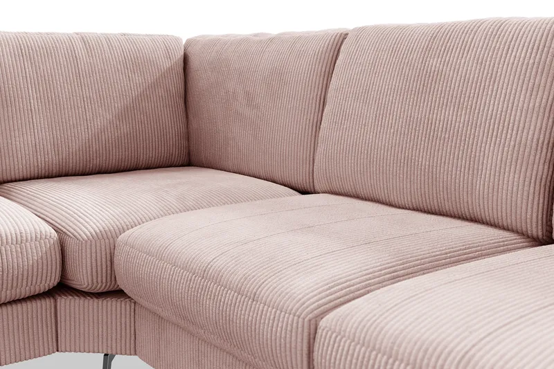 Ocean Lyx 5-seters Vendbar L-formet Hjørnesofa i Manchester - Rosa - Møbler - Sofaer - Hjørnesofa