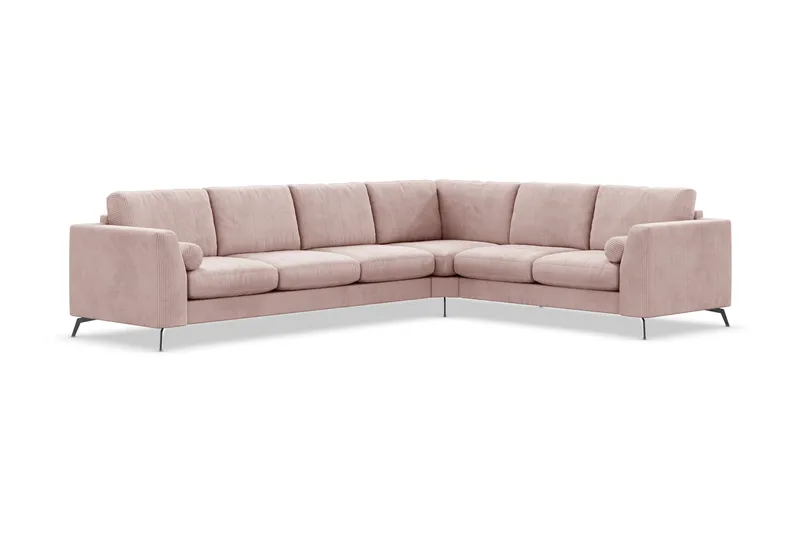 Ocean Lyx 5-seters Vendbar L-formet Hjørnesofa i Manchester - Rosa - Møbler - Sofaer - Hjørnesofa