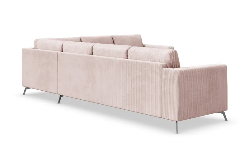 Ocean Lyx 5-seters Vendbar L-formet Hjørnesofa i Manchester - Rosa - Møbler - Sofaer - Hjørnesofa
