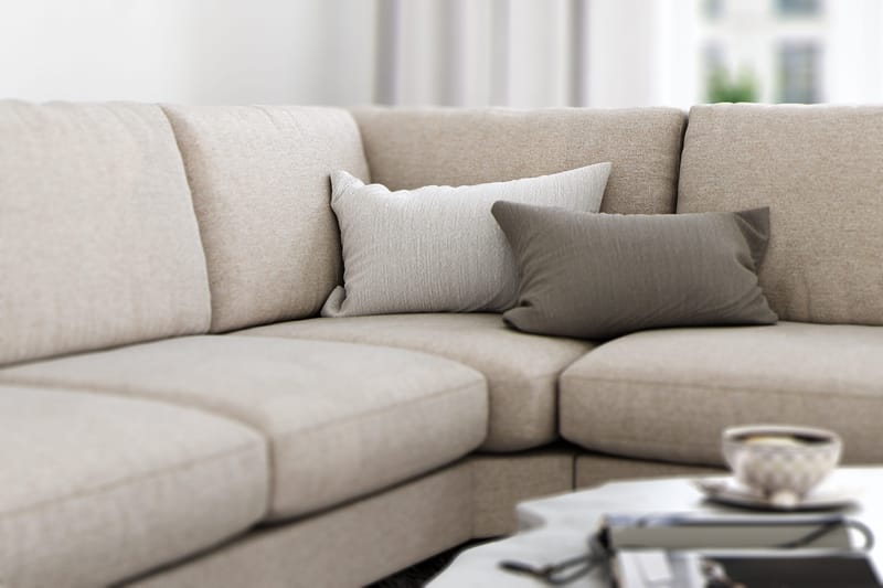 Ocean Lyx 5-seters Vendbar L-formet Hjørnesofa i Stoff - Beige - Møbler - Sofaer - Hjørnesofa