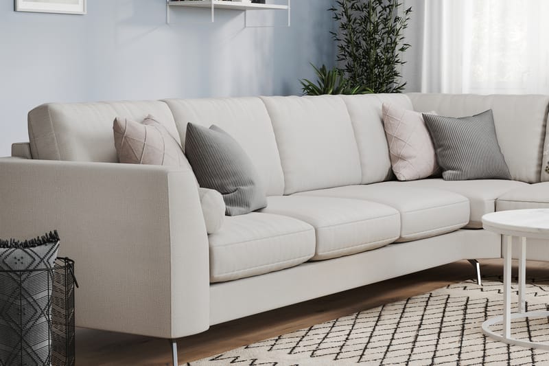 Ocean Lyx 5-seters Vendbar L-formet Hjørnesofa i Stoff - Lys grå - Møbler - Sofaer - Hjørnesofa