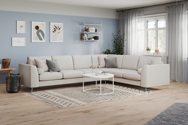 Ocean Lyx 5-seters Vendbar L-formet Hjørnesofa i Stoff - Lys grå - Møbler - Sofaer - Hjørnesofa