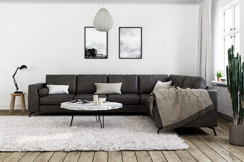 Ocean Lyx Hjørnesofa Vendbar - Svart/Lær - Møbler - Sofaer - Hjørnesofa