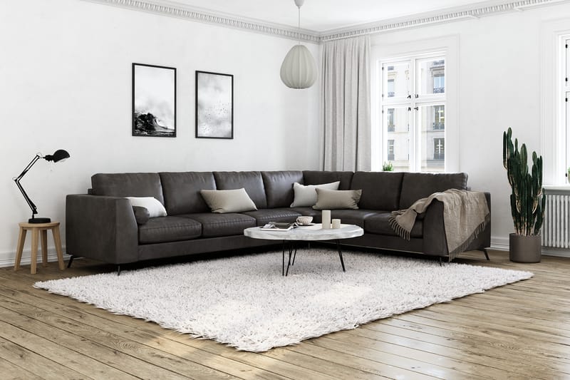 Ocean Lyx Hjørnesofa Vendbar - Svart/Lær - Møbler - Sofaer - Hjørnesofa