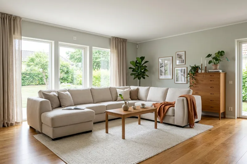 Optus 5-seters hjørnesofa med vendbar divan - Beige - Møbler - Sofaer - Hjørnesofa - Hjørnesofa med divan