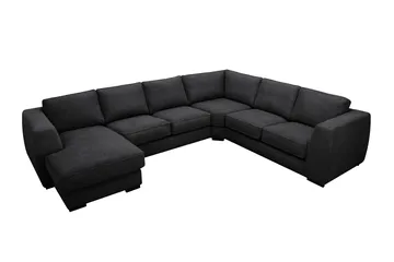 Optus 5-seters hjørnesofa med vendbar divan - Svart - Møbler - Sofaer - Hjørnesofa - Hjørnesofa med divan