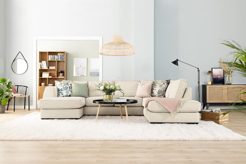 Optus 5-seters Vendbar U-formet Hjørnesofa med Divan i Stoff - Beige - Møbler - Sofaer - Hjørnesofa - Hjørnesofa med divan