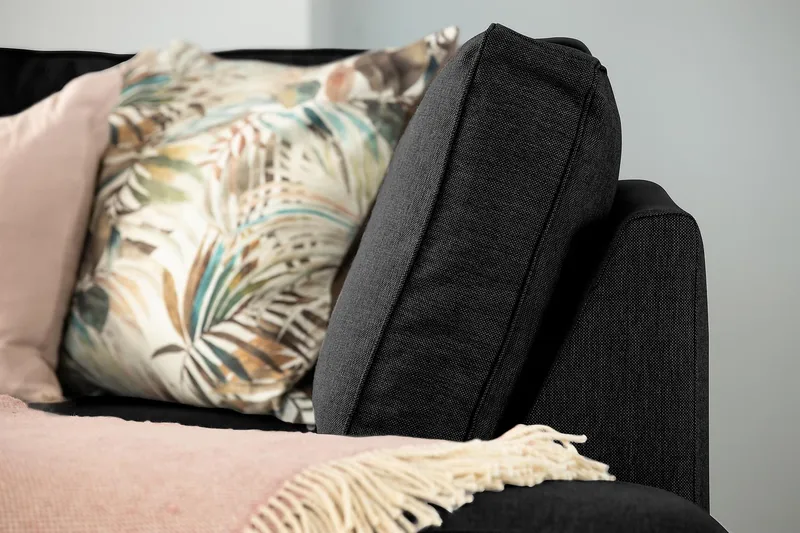 Optus 5-seters Vendbar U-formet Hjørnesofa med Divan i Stoff - Svart - Møbler - Sofaer - Hjørnesofa - Hjørnesofa med divan