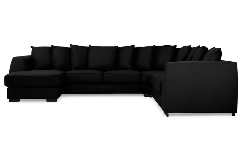 Optus 5-seters Vendbar U-formet Hjørnesofa med Divan i Stoff - Svart - Møbler - Sofaer - Hjørnesofa - Hjørnesofa med divan