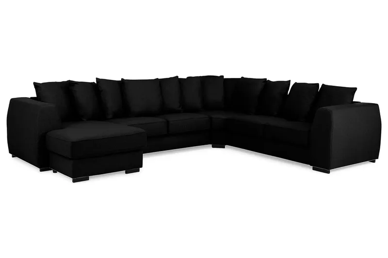 Optus 5-seters Vendbar U-formet Hjørnesofa med Divan i Stoff - Svart - Møbler - Sofaer - Hjørnesofa - Hjørnesofa med divan