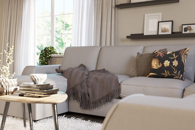 Optus Lyx 5-seters Høyrevendt U-formet Hjørnesofa med Divan i Stoff - Grå - Møbler - Sofaer - Hjørnesofa - Hjørnesofa med divan