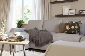 Optus Lyx 5-seters Høyrevendt U-formet Hjørnesofa med Divan i Stoff - Grå - Møbler - Sofaer - Hjørnesofa - Hjørnesofa med divan