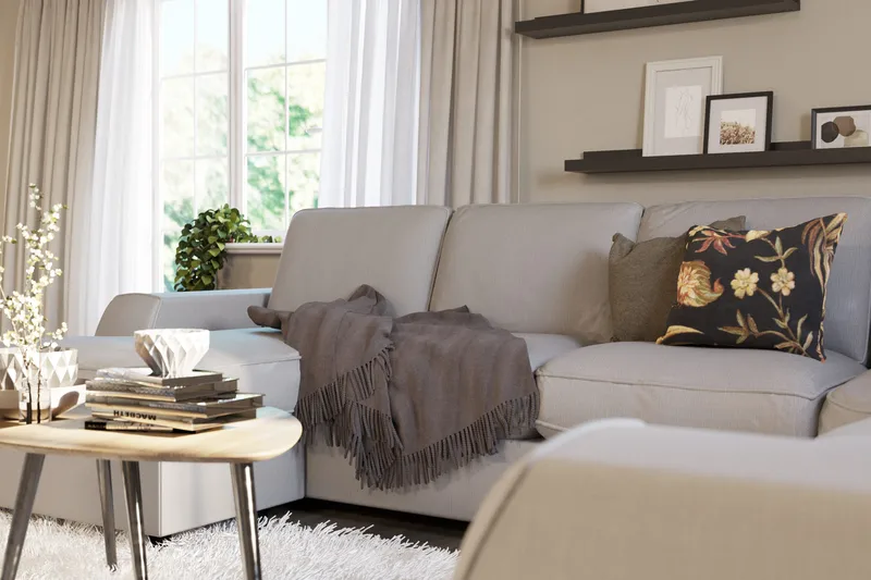 Optus Lyx 5-seters Høyrevendt U-formet Hjørnesofa med Divan i Stoff - Grå - Møbler - Sofaer - Hjørnesofa - Hjørnesofa med divan