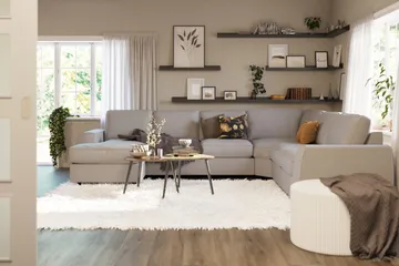 Optus Lyx 5-seters Høyrevendt U-formet Hjørnesofa med Divan i Stoff - Grå - Møbler - Sofaer - Hjørnesofa - Hjørnesofa med divan