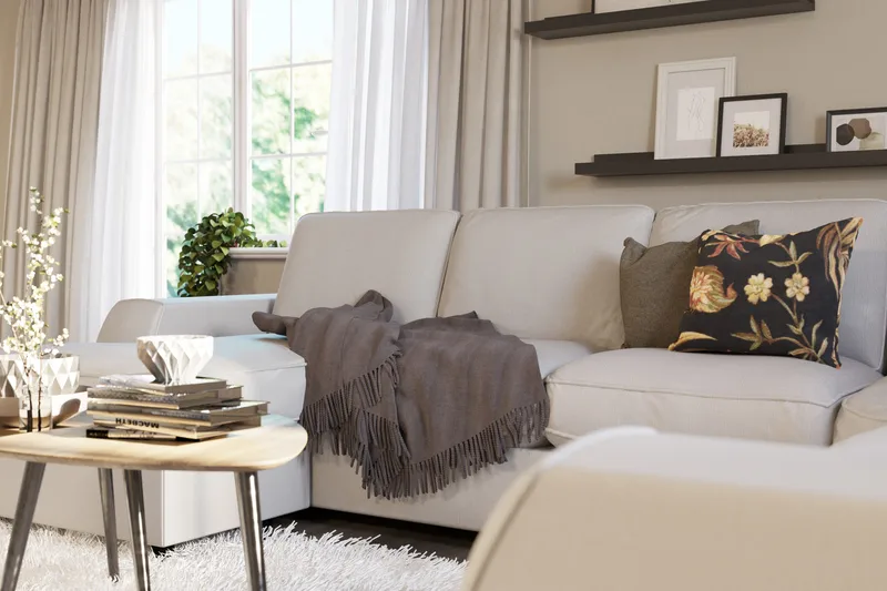 Optus Lyx 5-seters Høyrevendt U-formet Hjørnesofa med Divan i Stoff - Lys grå - Møbler - Sofaer - Hjørnesofa - Hjørnesofa med divan