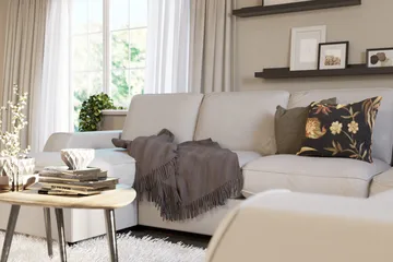Optus Lyx 5-seters Høyrevendt U-formet Hjørnesofa med Divan i Stoff - Lys grå - Møbler - Sofaer - Hjørnesofa - Hjørnesofa med divan